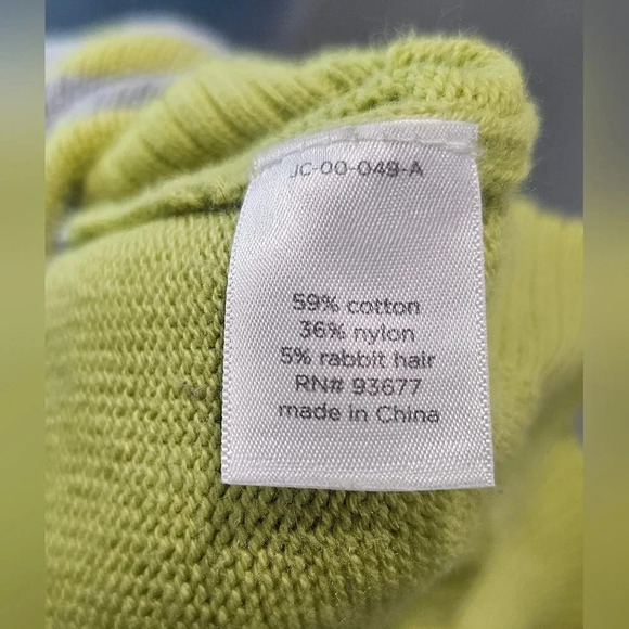 Jcpenney Sweater Pull Over Gray Lime Green Stripped V Neck 3/4 Sleeve Size M - Picture 6 of 10